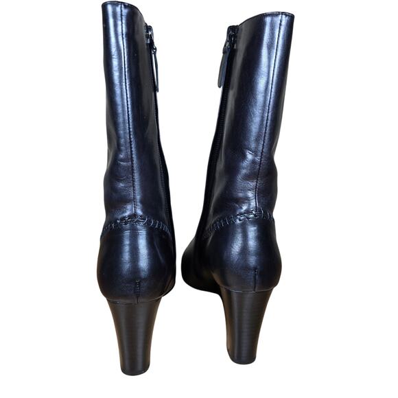 Cole Haan Boots Womens 7.5 B Biker Brown Almond Toe Ankle Top Block Heels D22987 - Picture 5 of 12